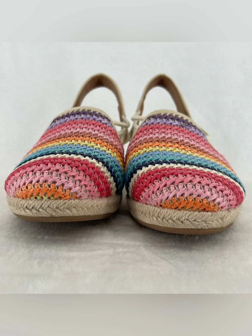 Comfortview Clea Espadrille woven rainbow beach colorful spring jute wedge Sz 9W